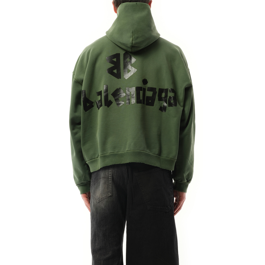 Gaffer Type Ripped Pocket Hoodie in Green