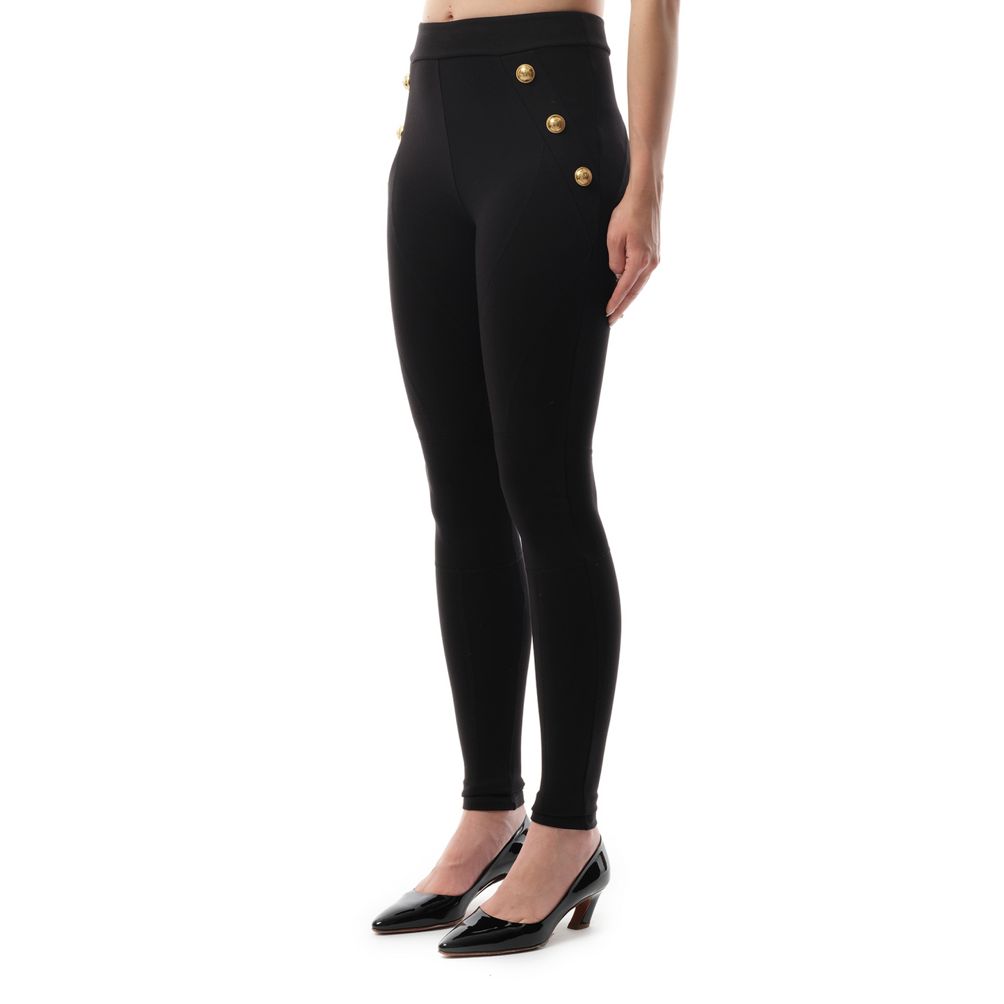 6 Button Jersey Leggings in Black