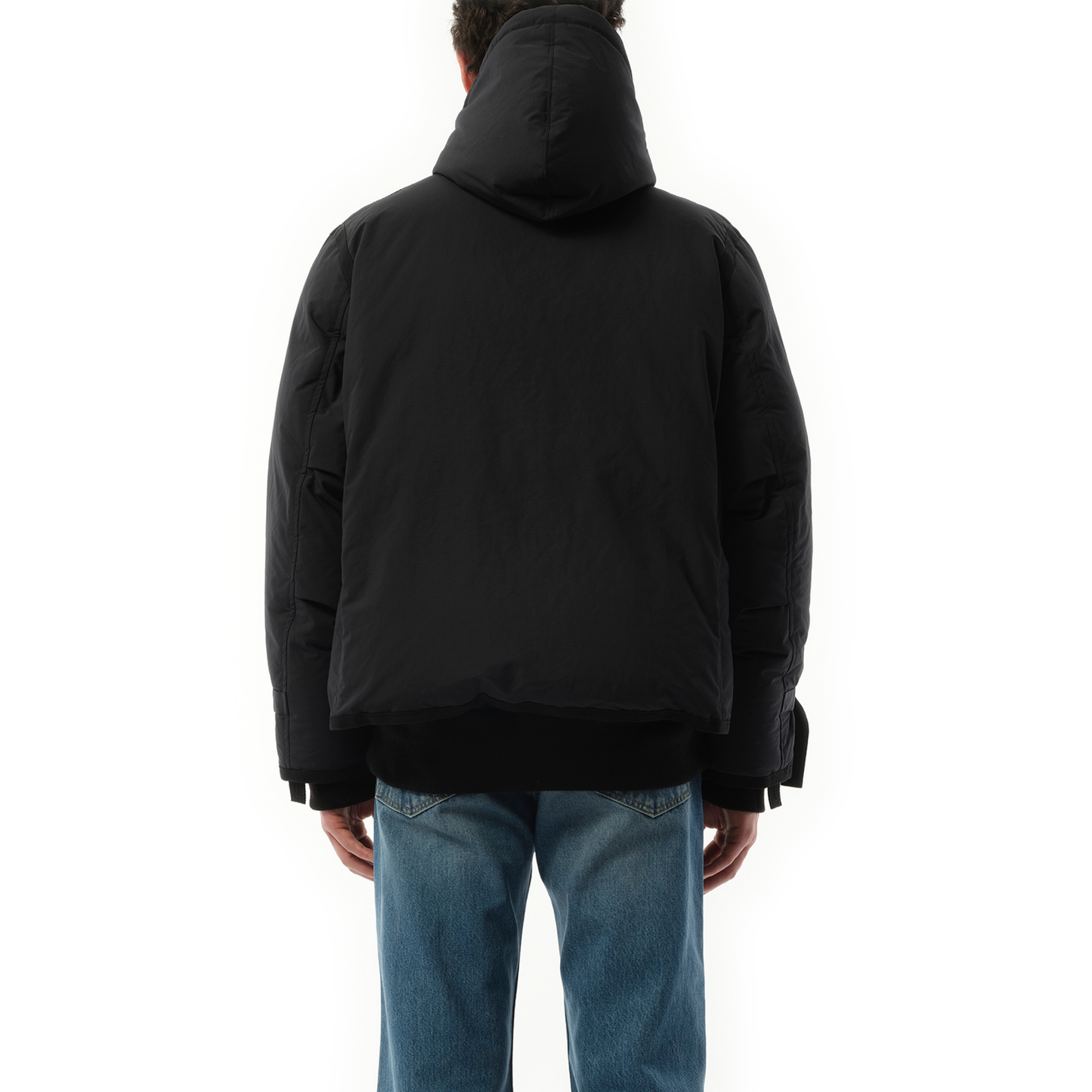 Rip Stop Hooded Blouson in Black