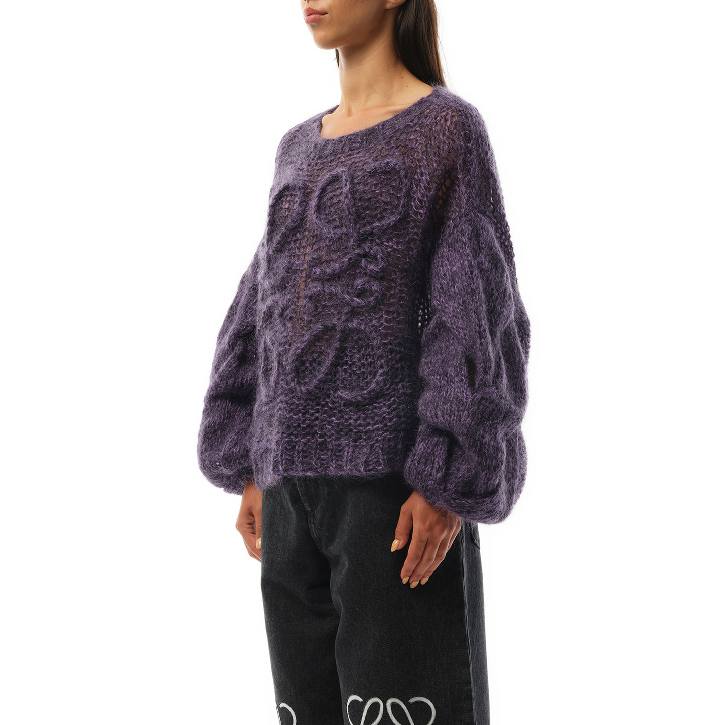 Relaxed Fit Anagram Sweater in Black/Purple