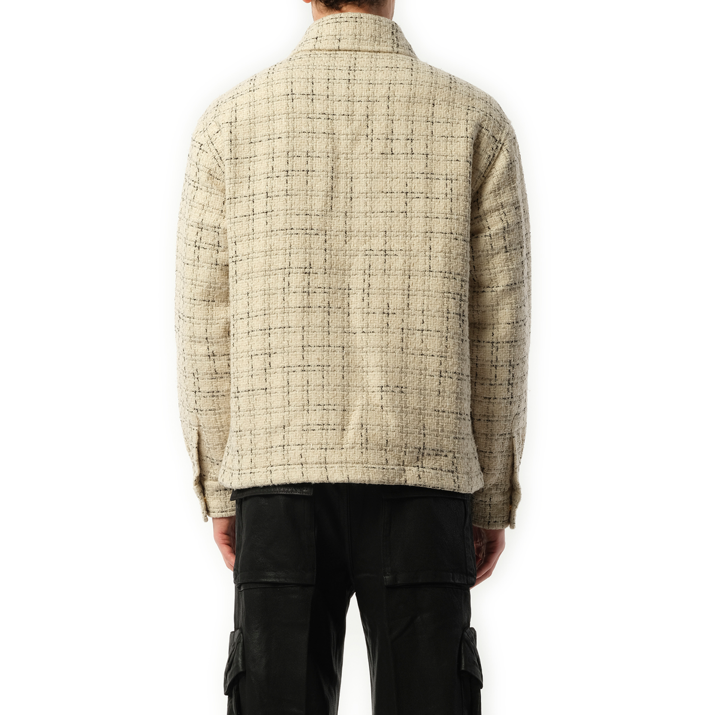 Fleck Tweed Padded Overshirt in Alabaster