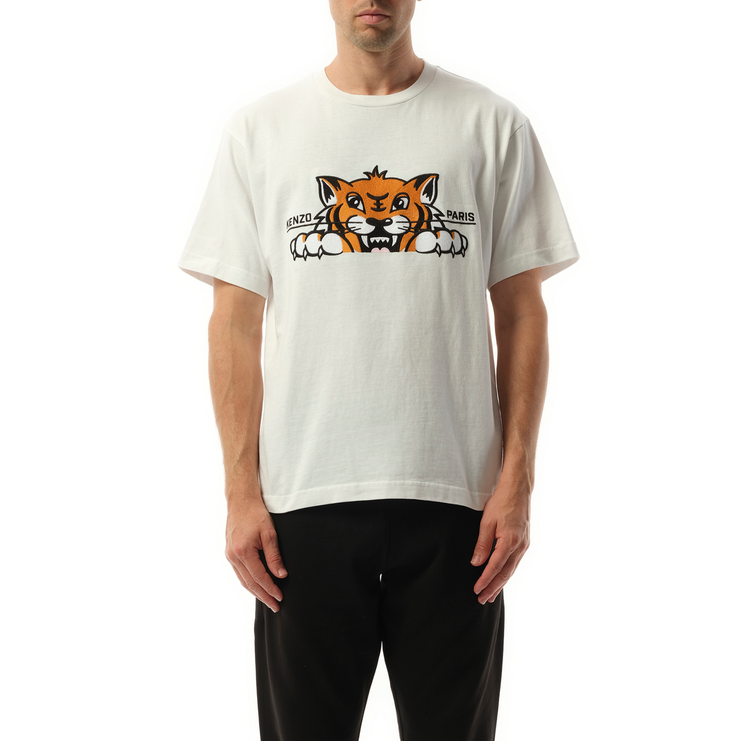 Gots Kenzo Happy Tiger Embroidered Oversize T-Shirt in Off White