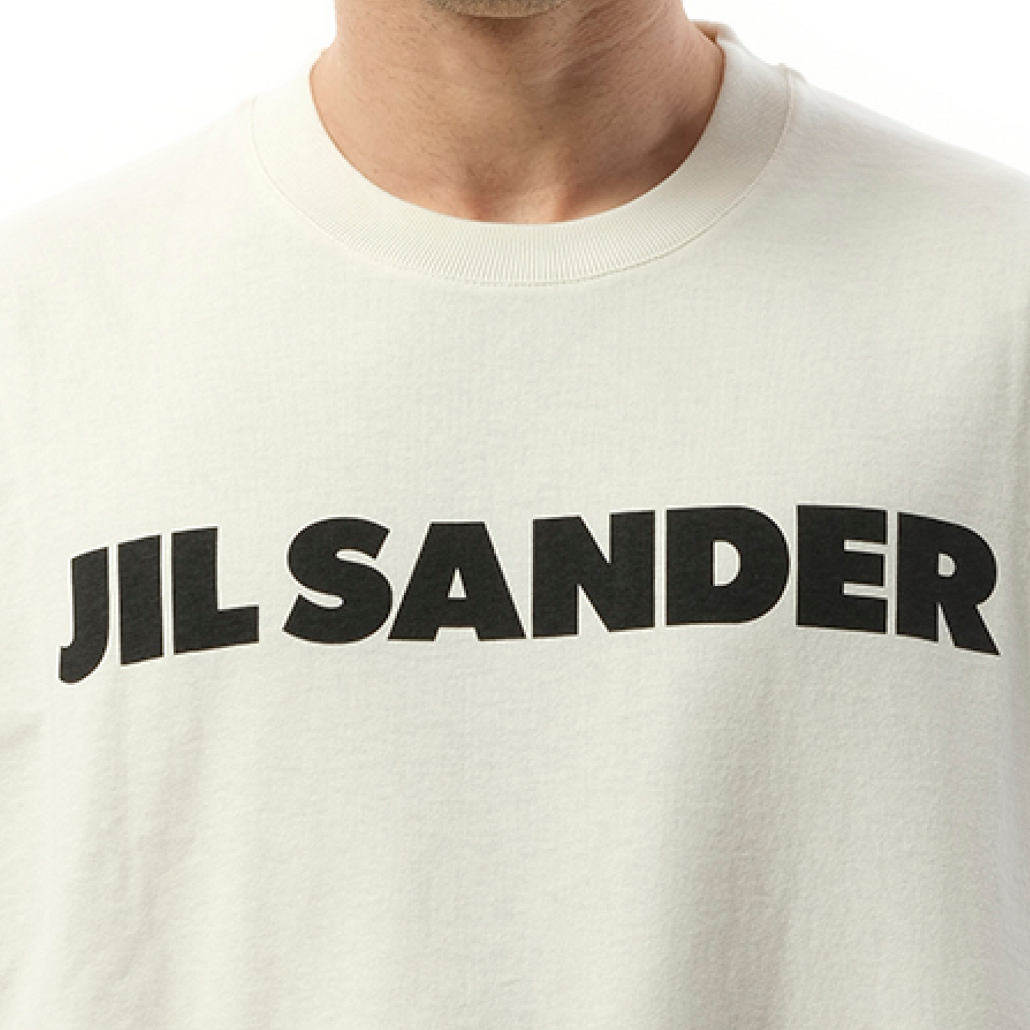 Jil Sander Logo Long Sleeve T-Shirt in Porcelain