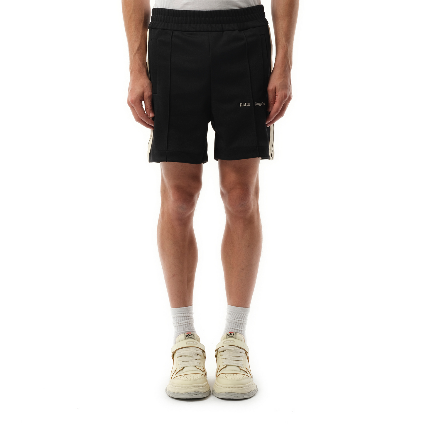 Logo Track Shorts in Black/Off White