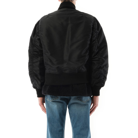 Nylon Twill Shearling Blouson in Black