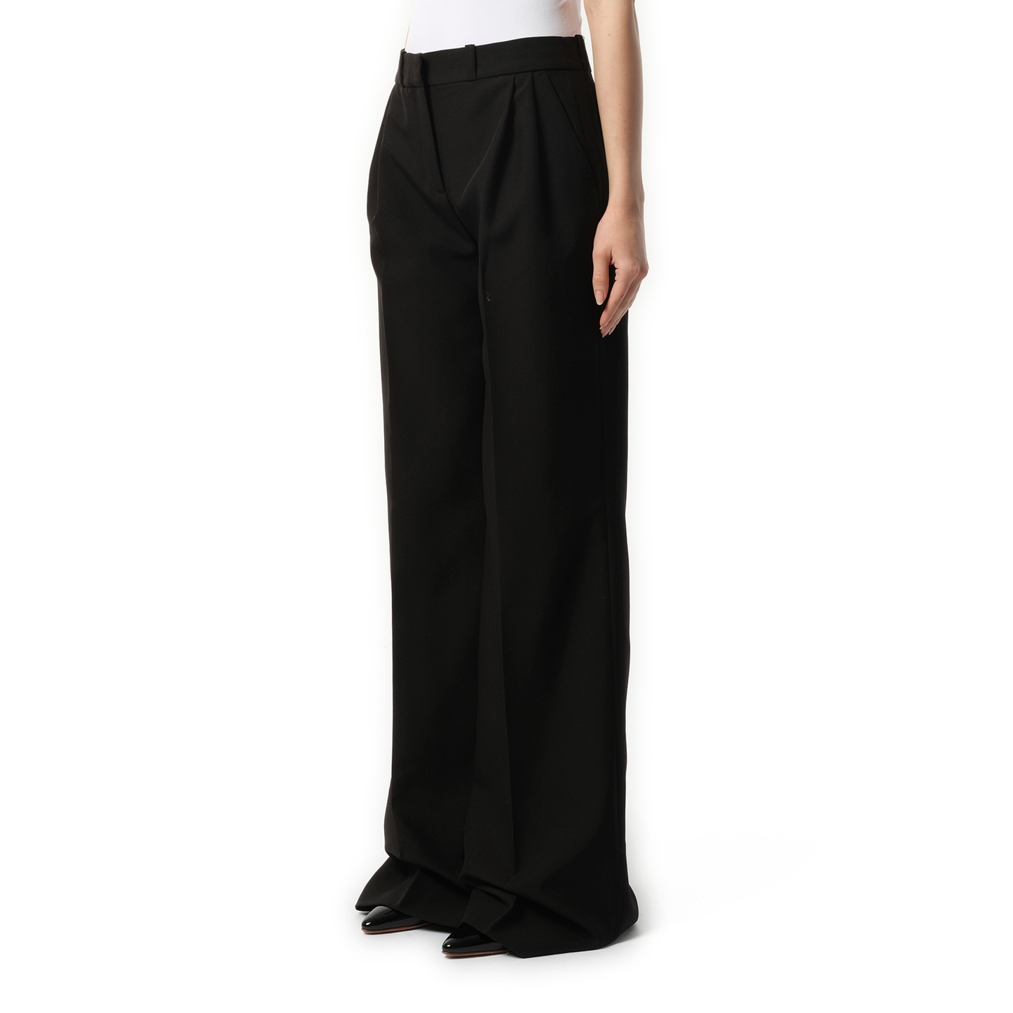 Wide Leg Tailored Trouser in Black