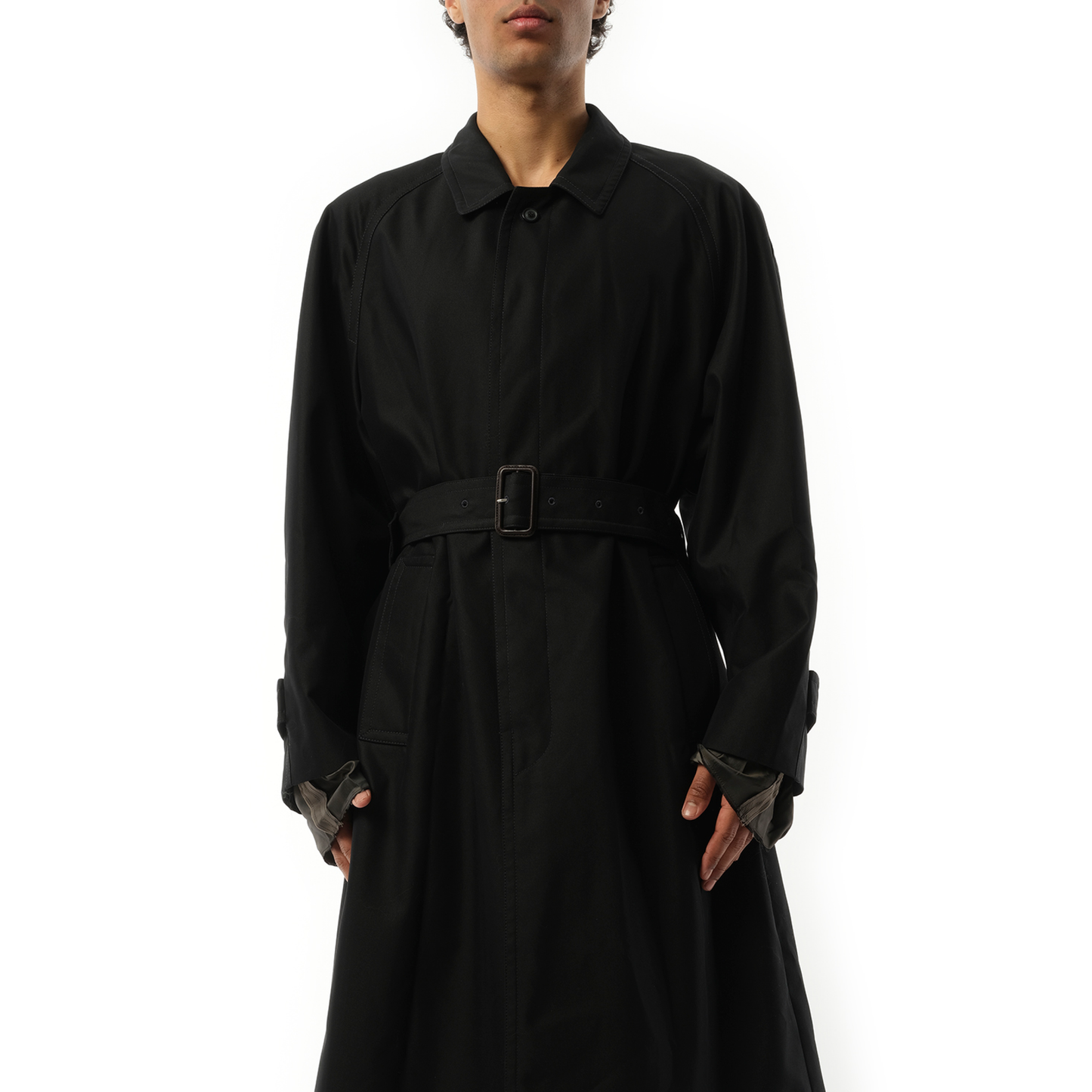 Belted Trench Coat in Black