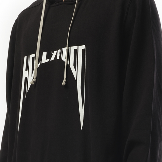 Hollywood Curved Print Oversized Hoodie in Black/Milk