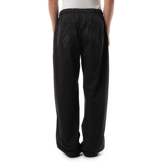 Curved Logo Loose Pants in Black