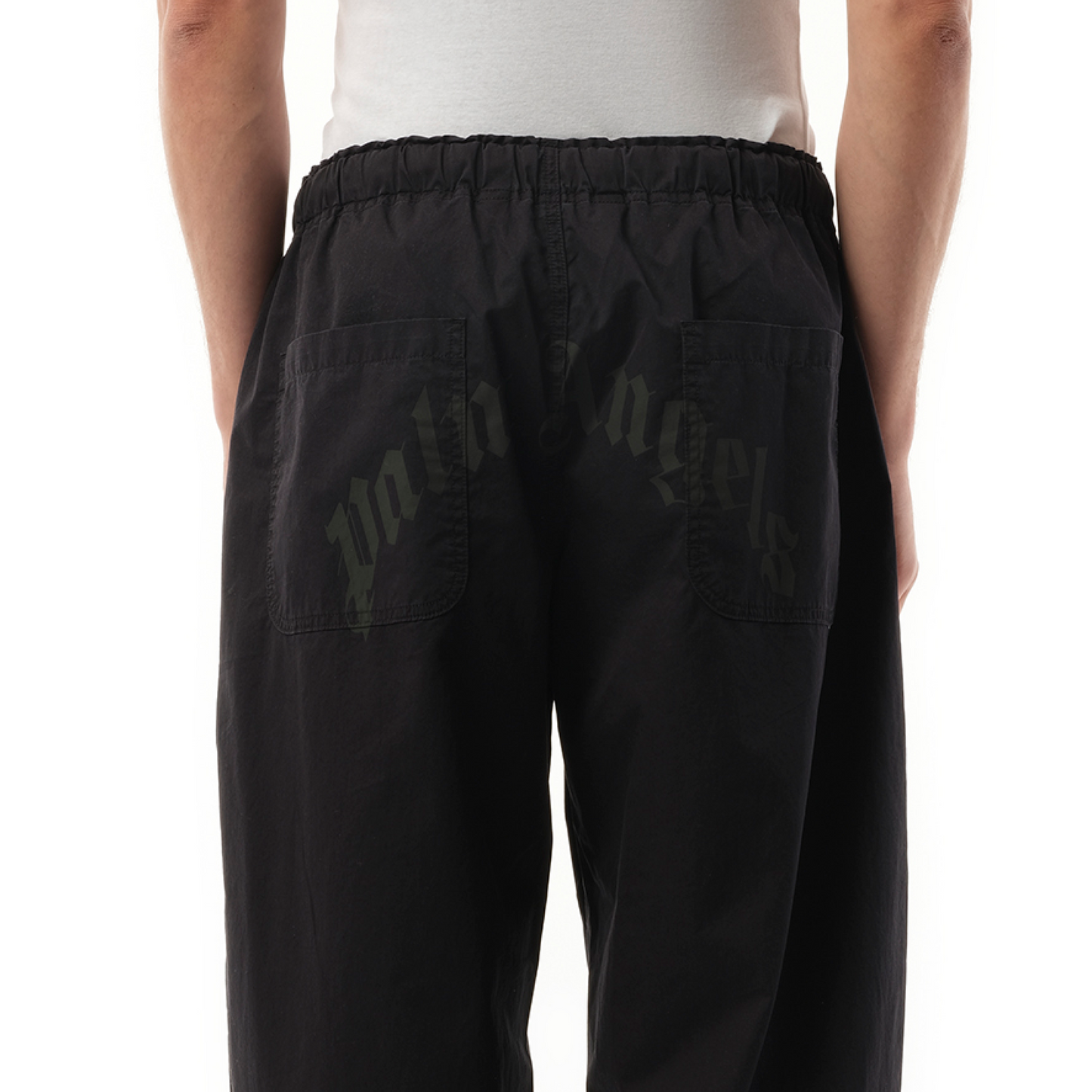 Curved Logo Loose Pants in Black