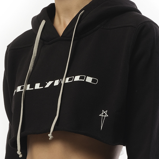 Hollywood Cropped Hoodie in Black/Milk