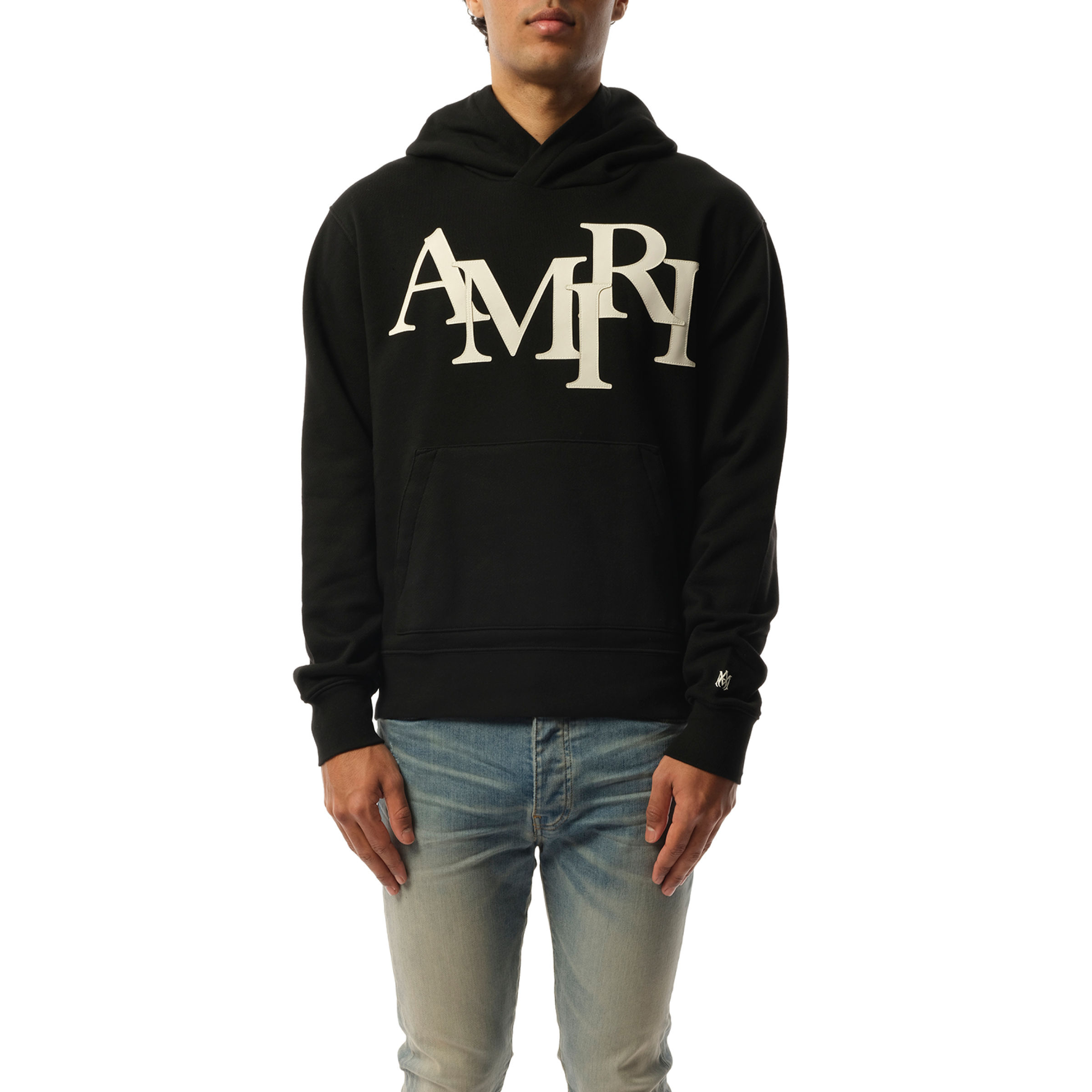 Amiri Staggered Hoodie in Black/White