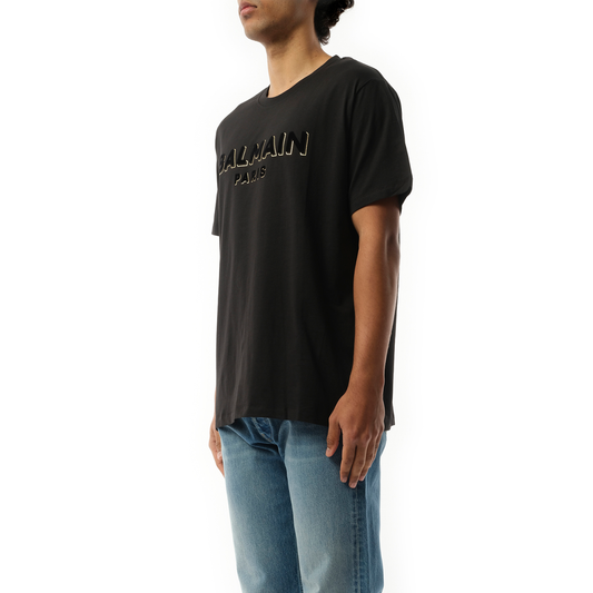 Balmain Flock 
Foil T-Shirt in Black/Gold