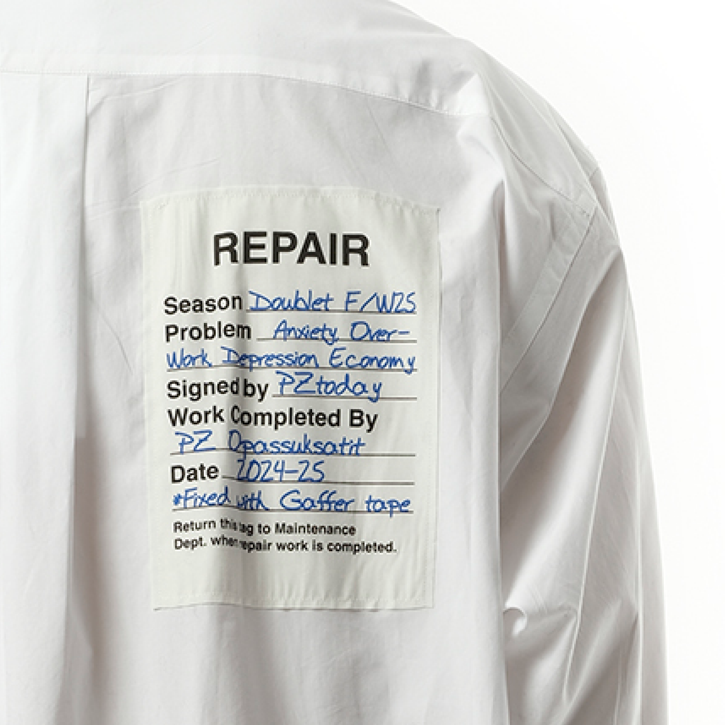 Gaffer Tape Repair Shirt in White