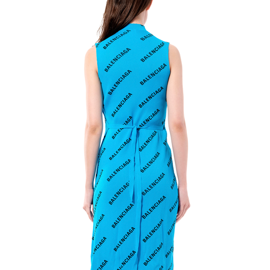 Logo Wrap Dress in Turqoise