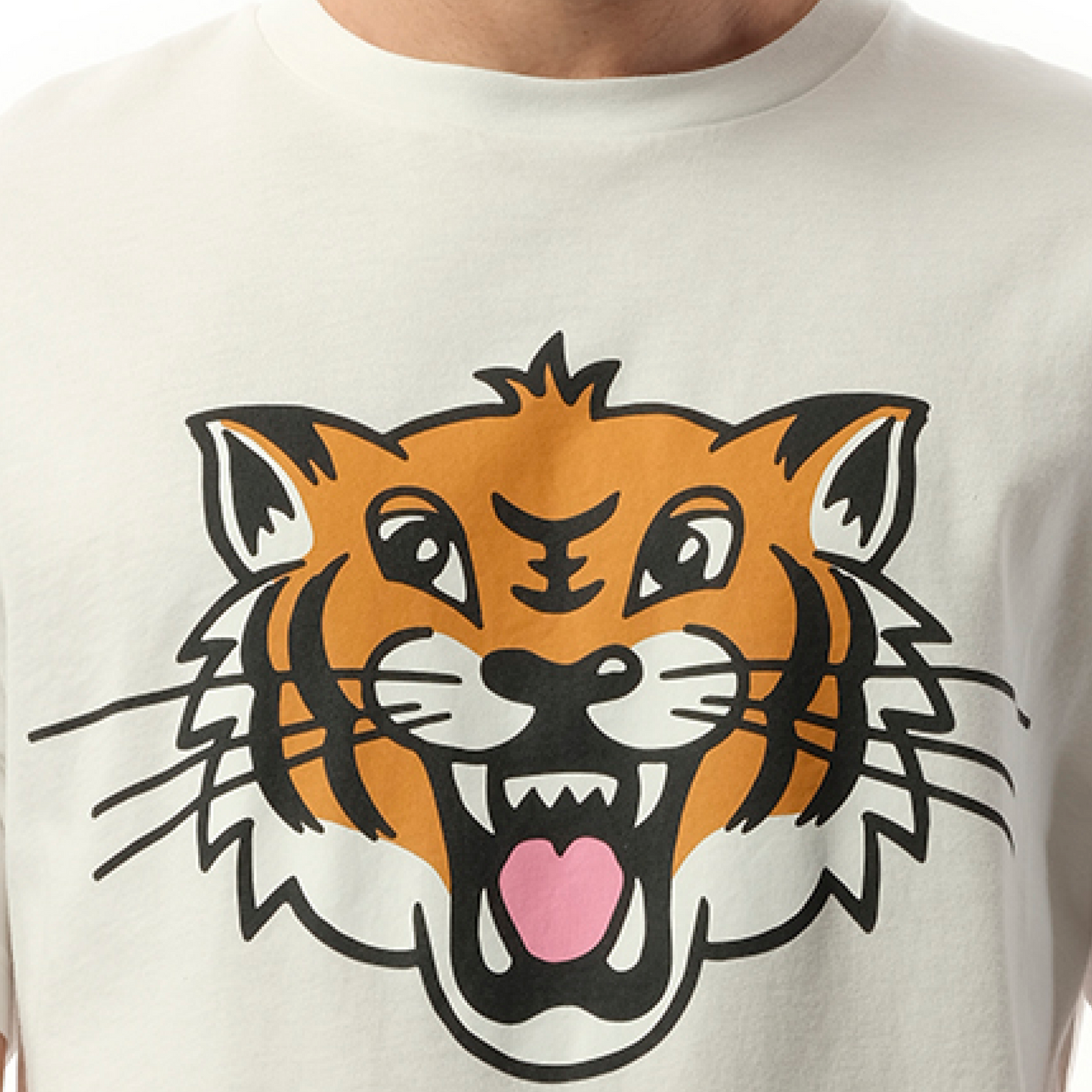 Kenzo Happy Tiger Classic T-Shirt in Off White