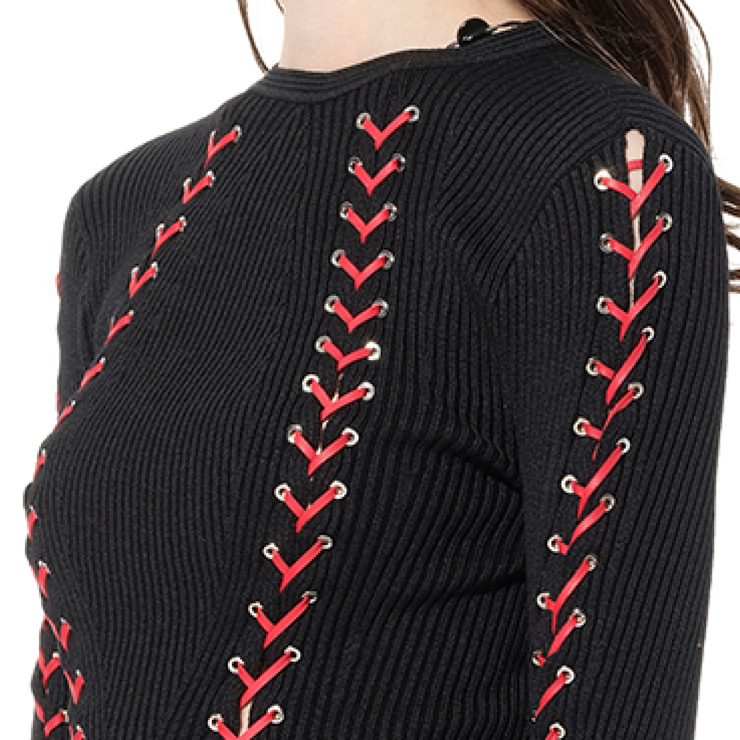 Knit Dress in Black/Red