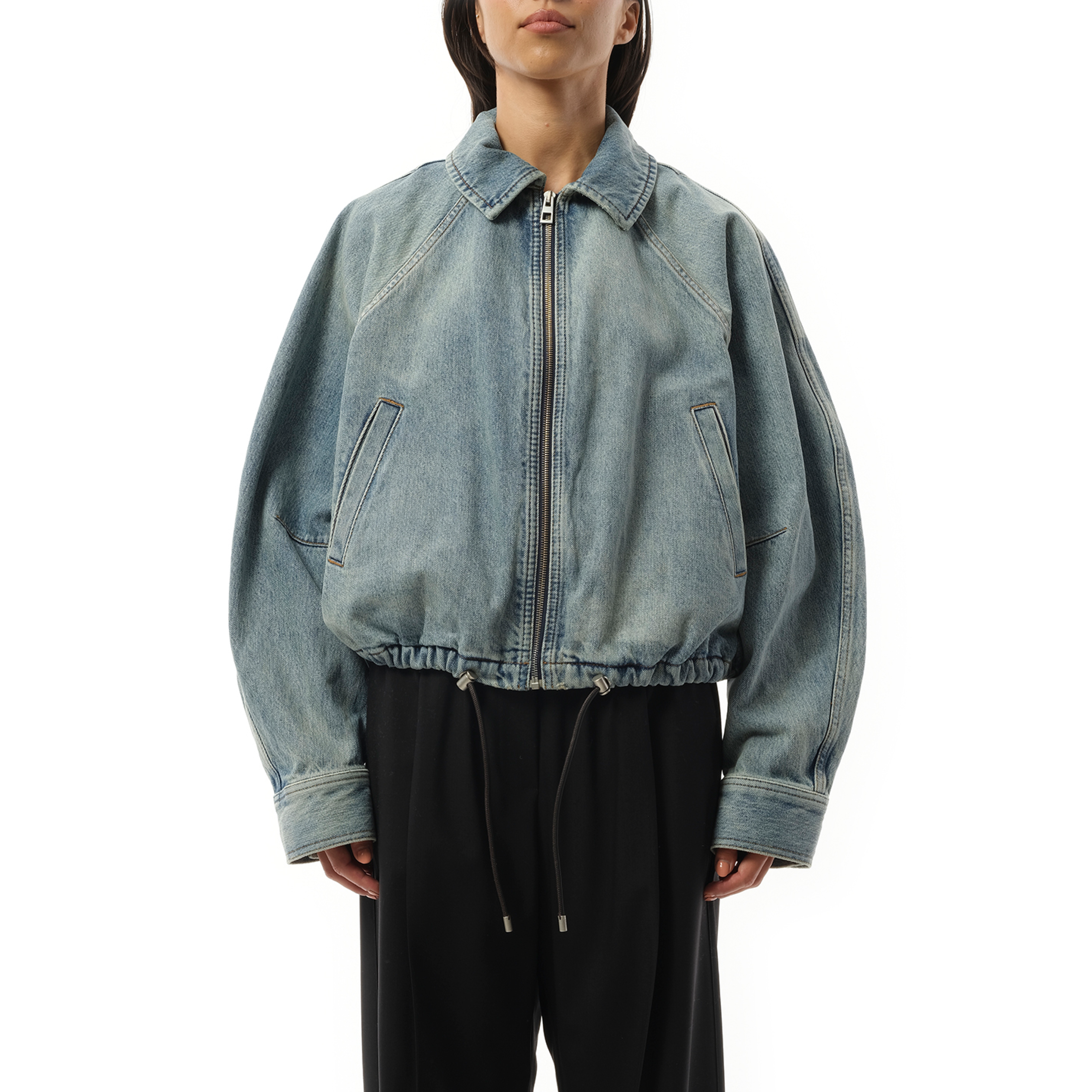 Balloon Jacket in Washed Denim