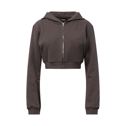 Womens Pearl Bear Hoodie Zip-Up in Charcoal