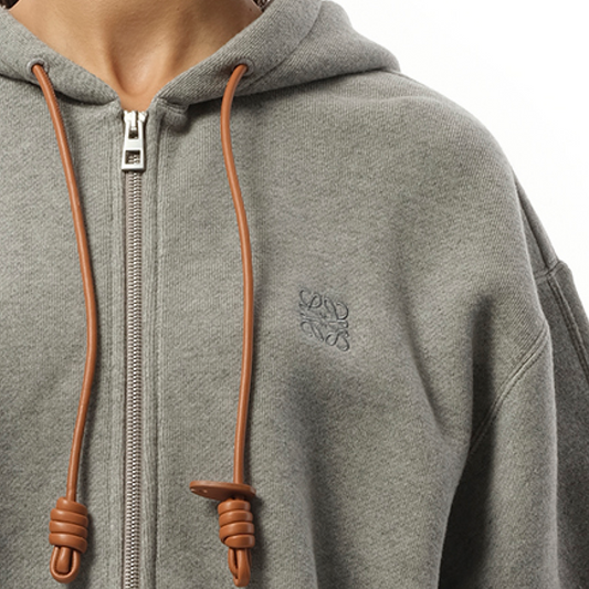 Flamenco Zip Hoodie in Grey Melange