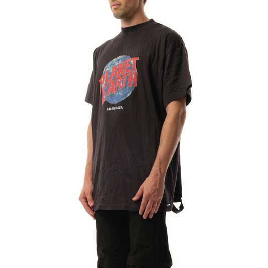 Planet Earth Oversized T-Shirt in Washed Black