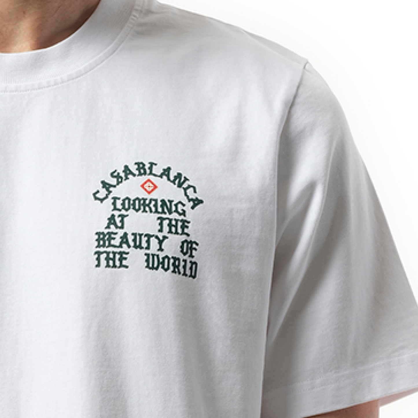 Looking At The Beauty Of The World Printed T-Shirt in White