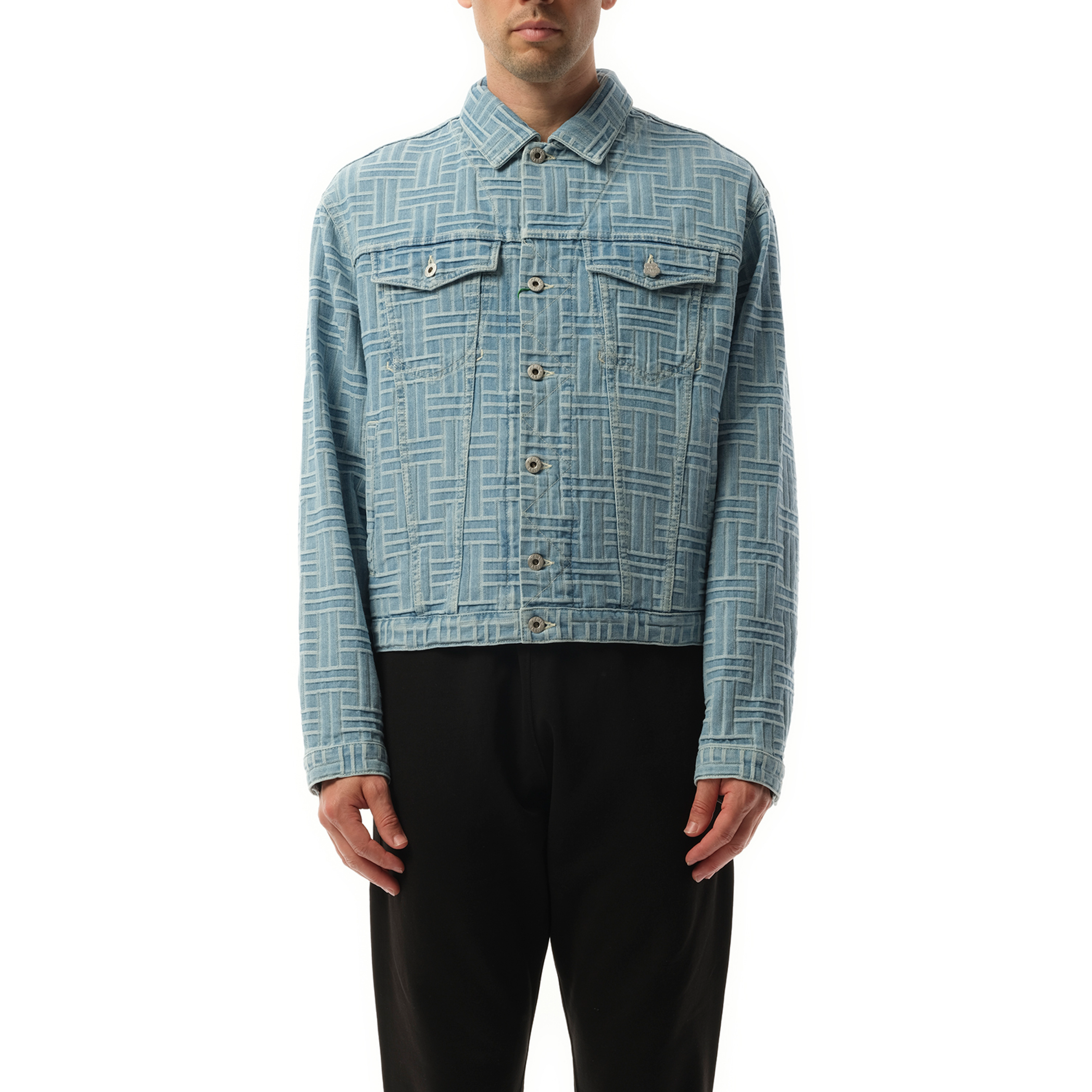 Kenzo Weave Trucker Jacket in Blue Denim