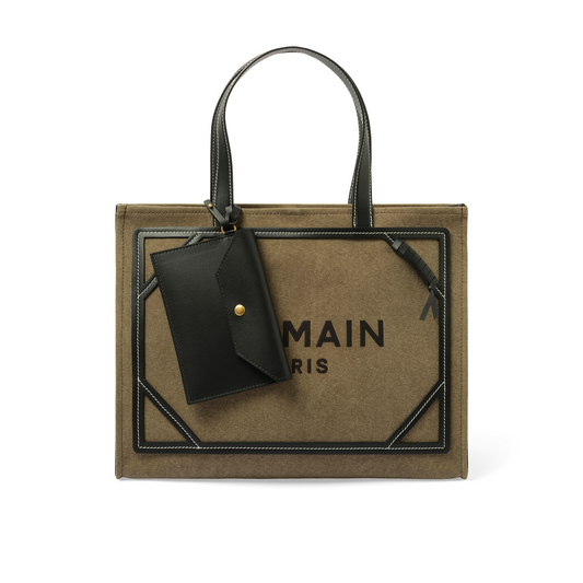 B-Army Medium Canvas  Shopper Bag in Khaki/Black