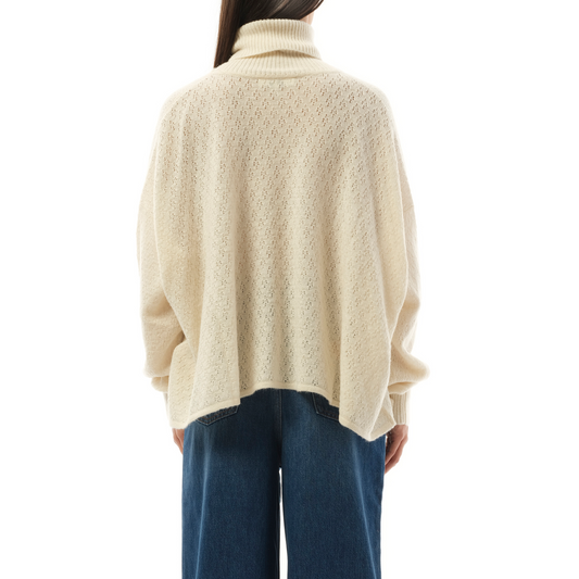 Fluffy Pointelle Sweater in Iconic Milk