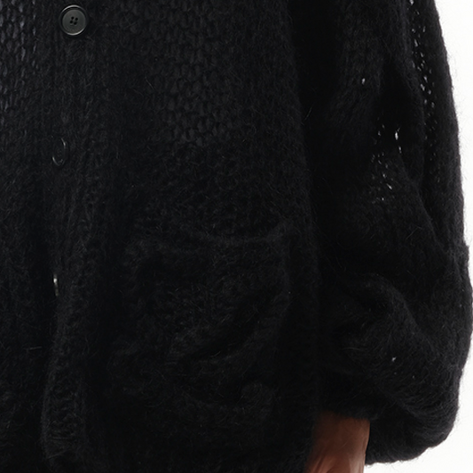 Relaxed Fit Anagram Cardigan in Black