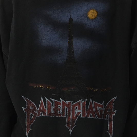 Paris Moon Hoodie in Washed Black