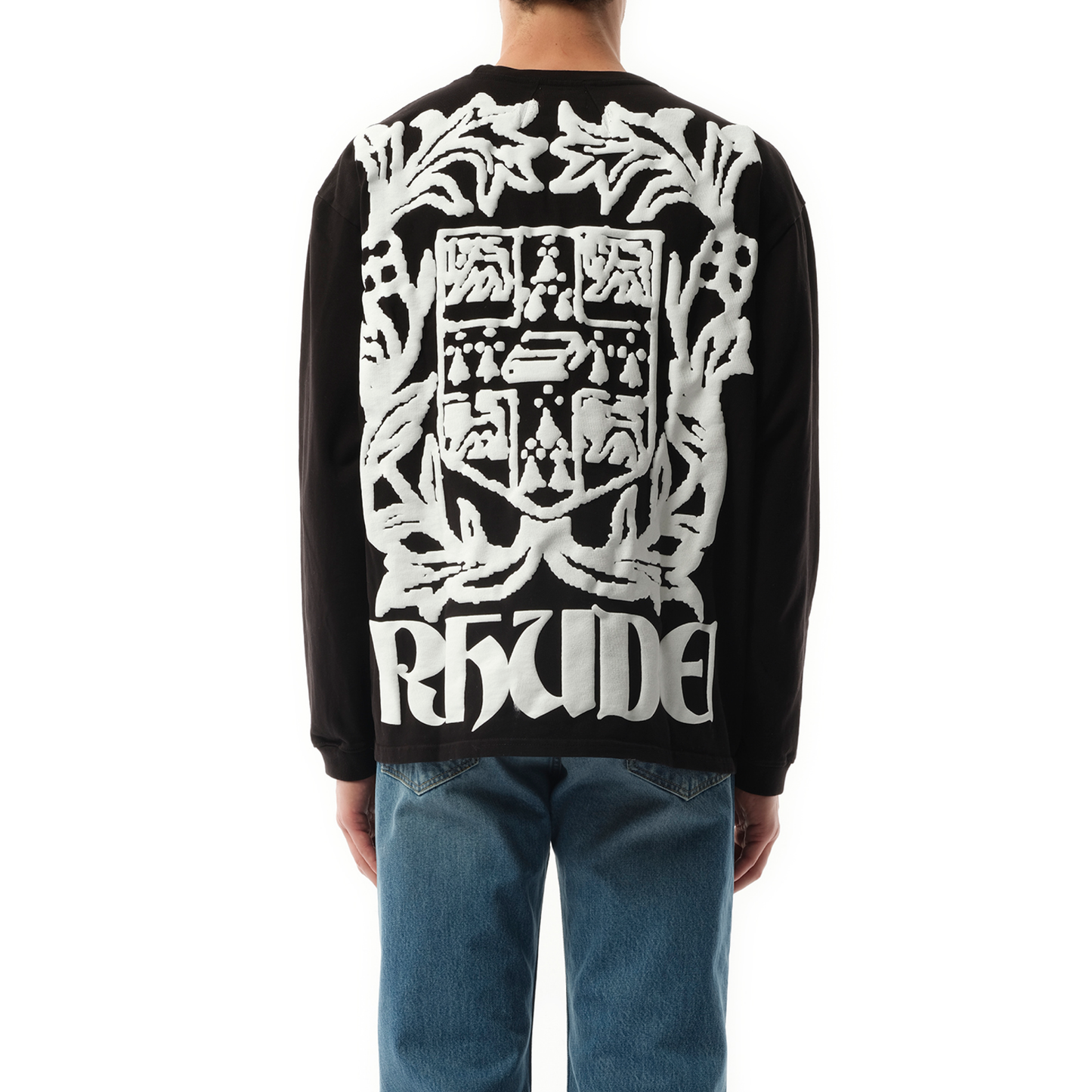 Rhude Long Sleeve T-Shirt in White/Black