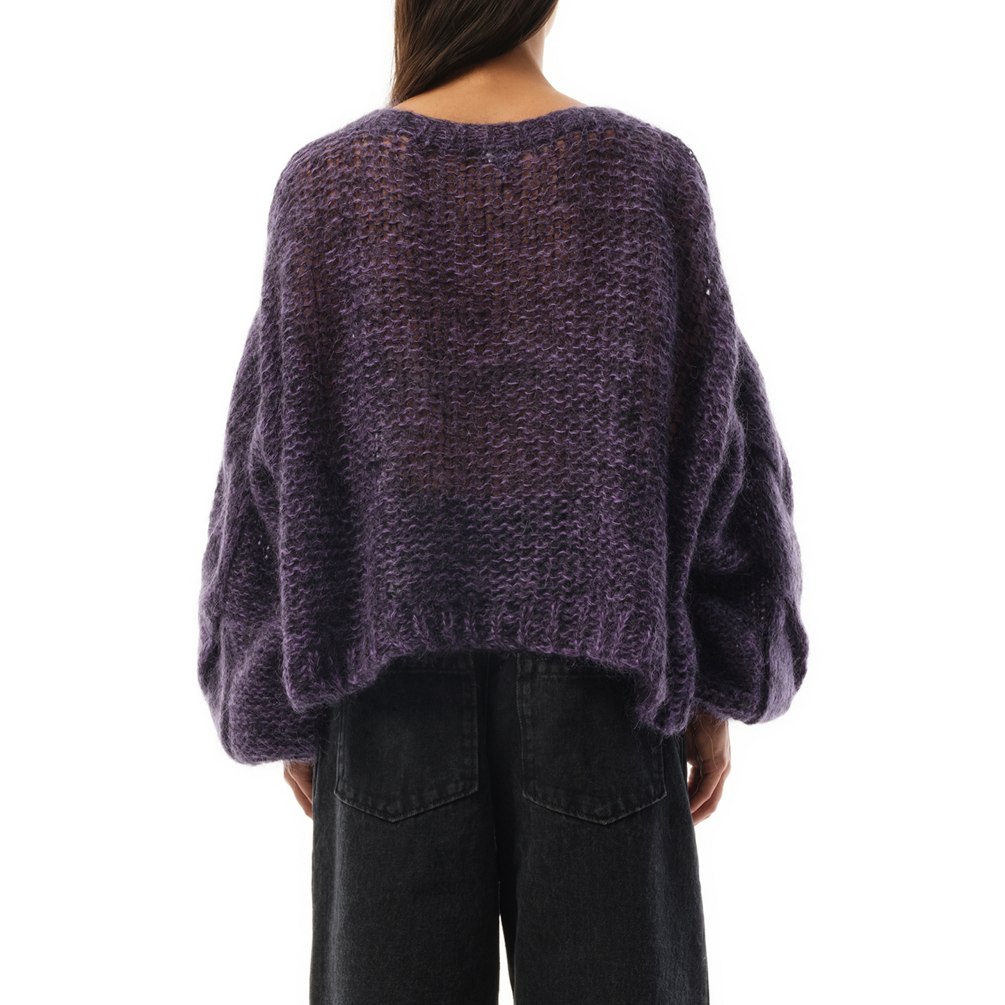 Relaxed Fit Anagram Sweater in Black/Purple