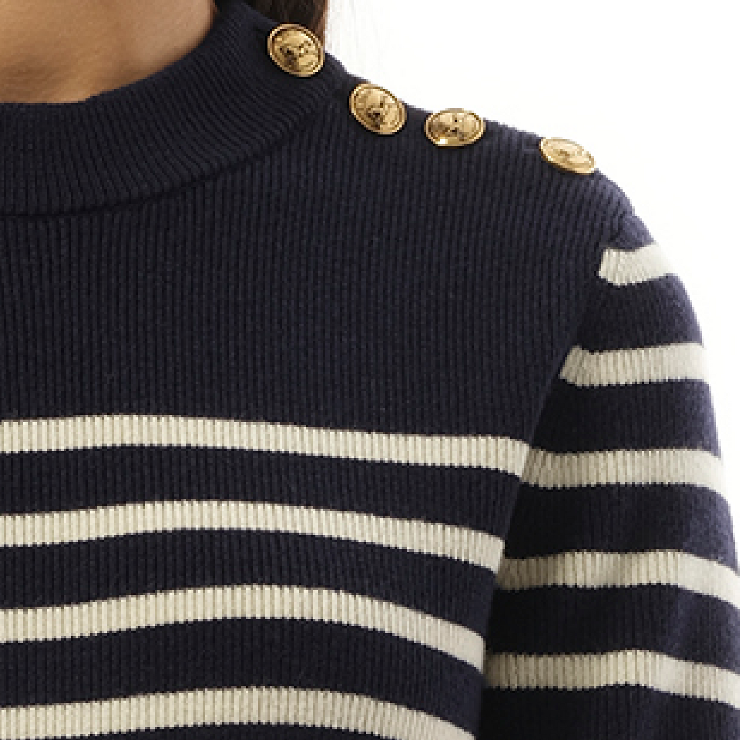 Chloe Mariniere Sweater in Blue/White