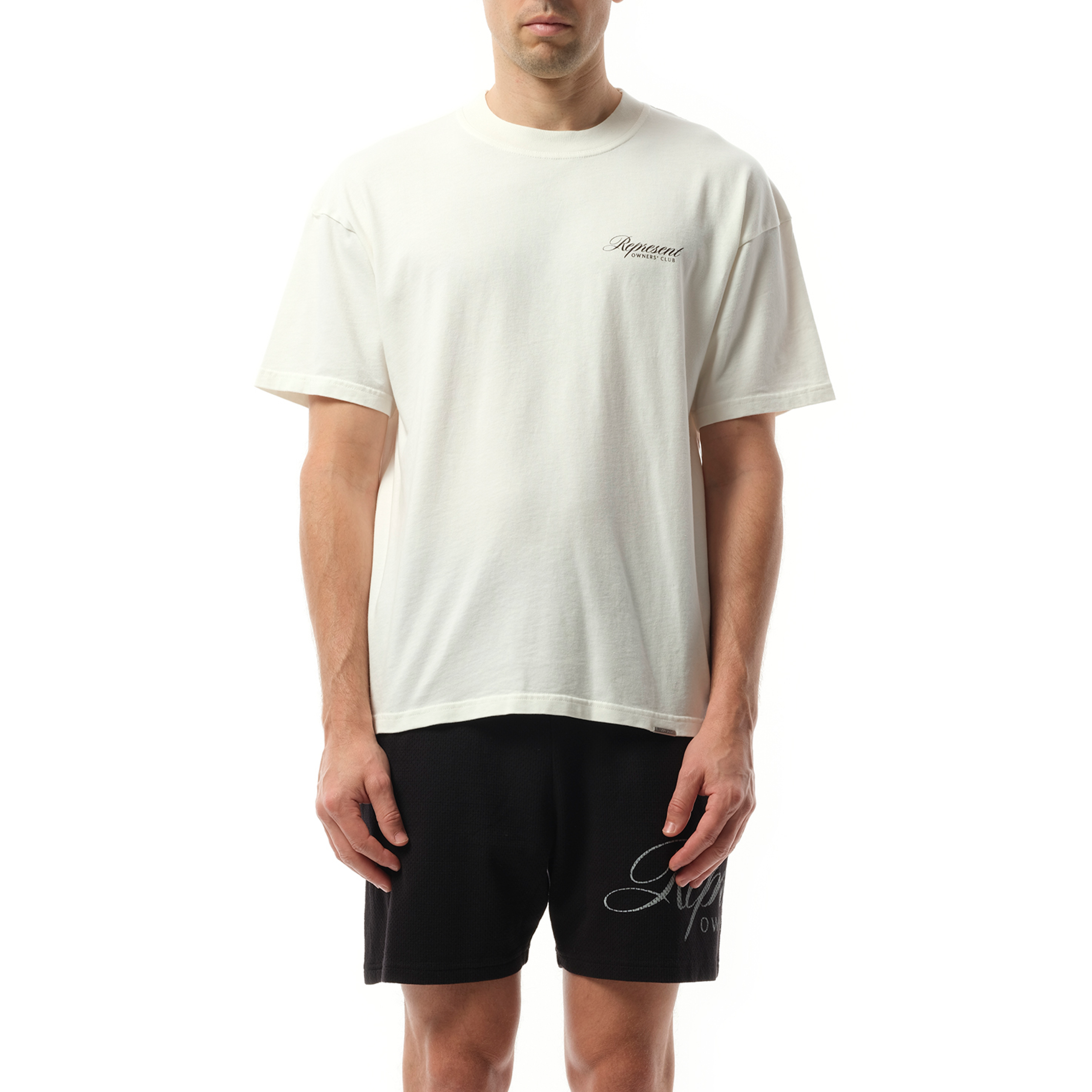 Represent Owners Club Script T-Shirt in Flat White