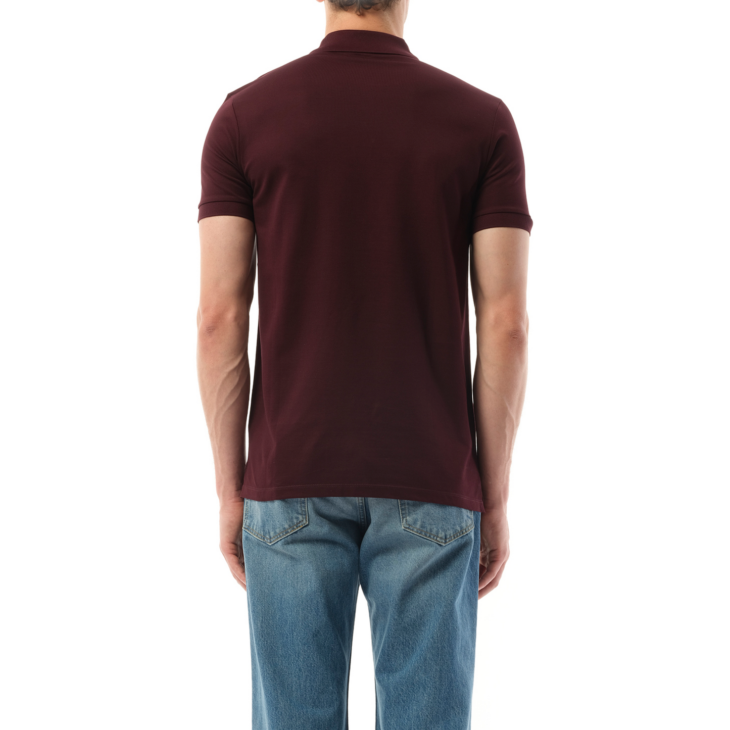 Slim Fit Basket Polo in Burgundy