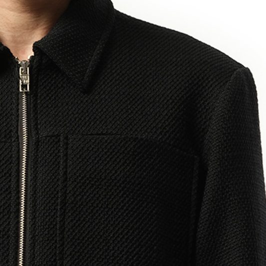 Wool Zip Blouson in Black