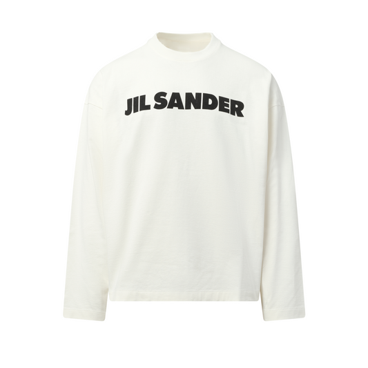 Jil Sander Logo Long Sleeve T-Shirt in Porcelain