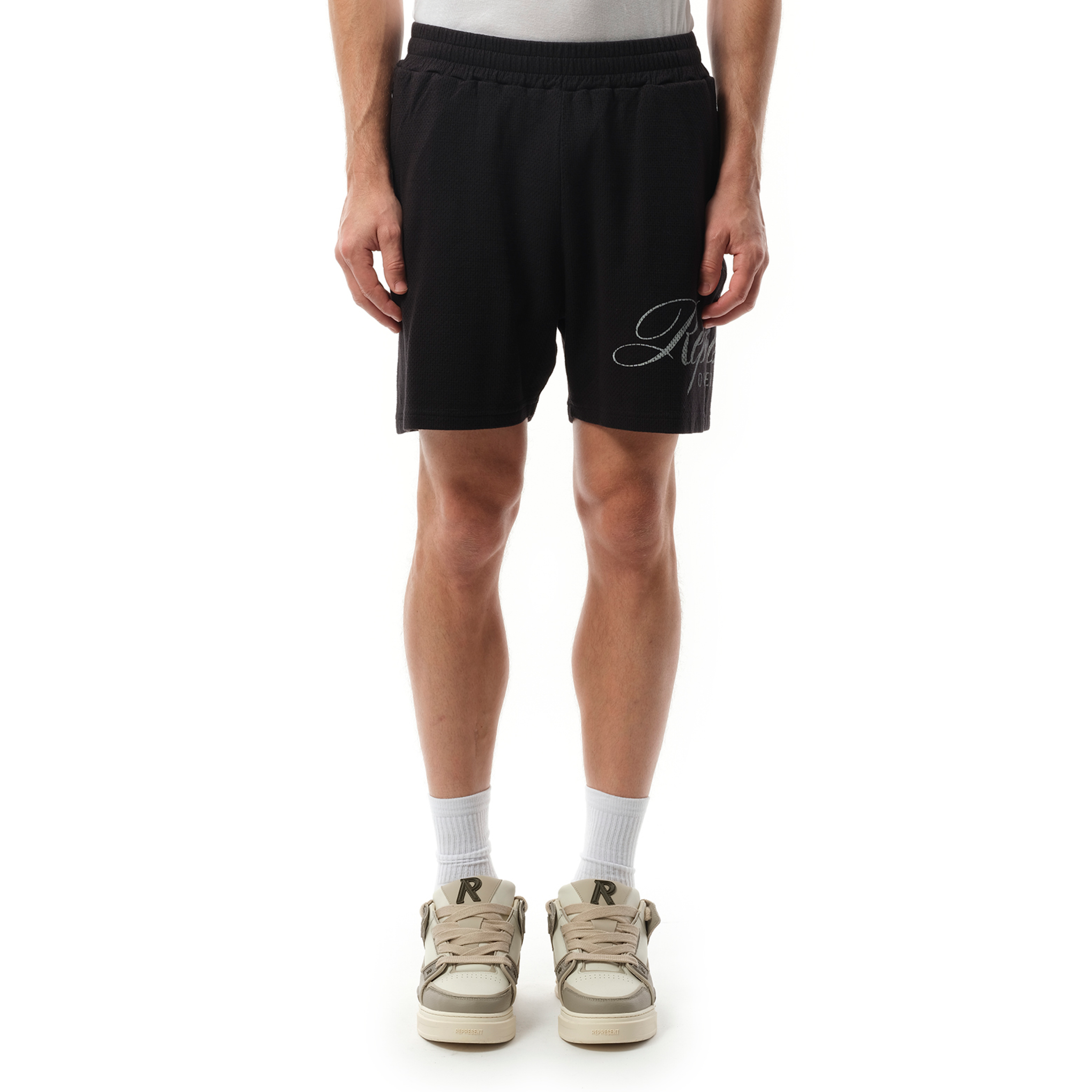 Represent Owners Club Script Mesh Shorts in Black