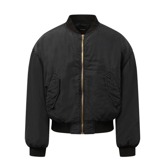 Curved Bomber Jacket in Black