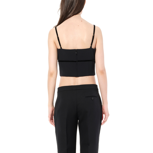 Leaf Crepe Top in Black