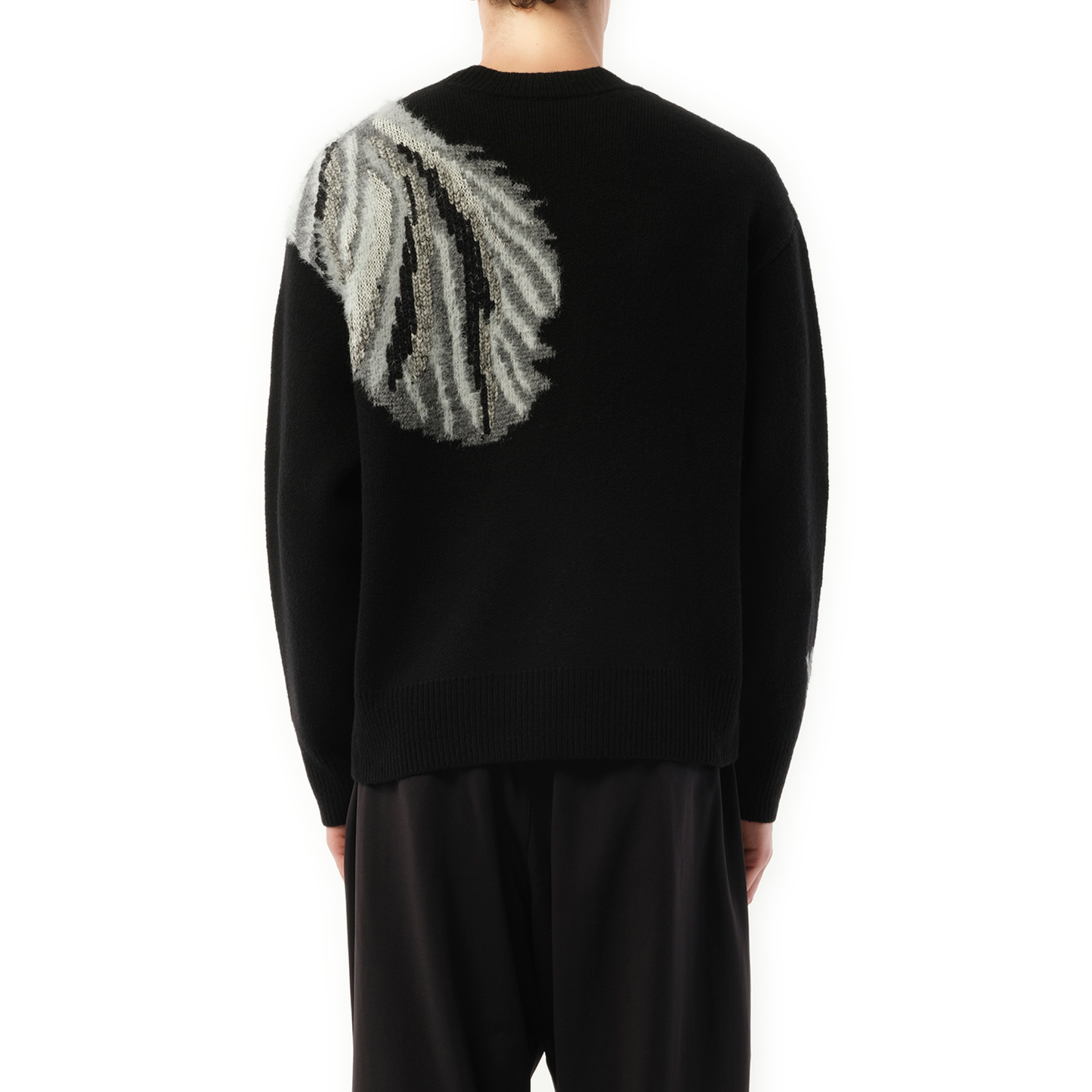 Bird Graphic Knit Sweater in Black