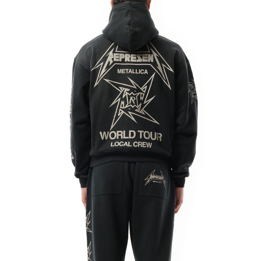 Metallica 40 Year Anniversary Zip-Up Hoodie in Stained Black