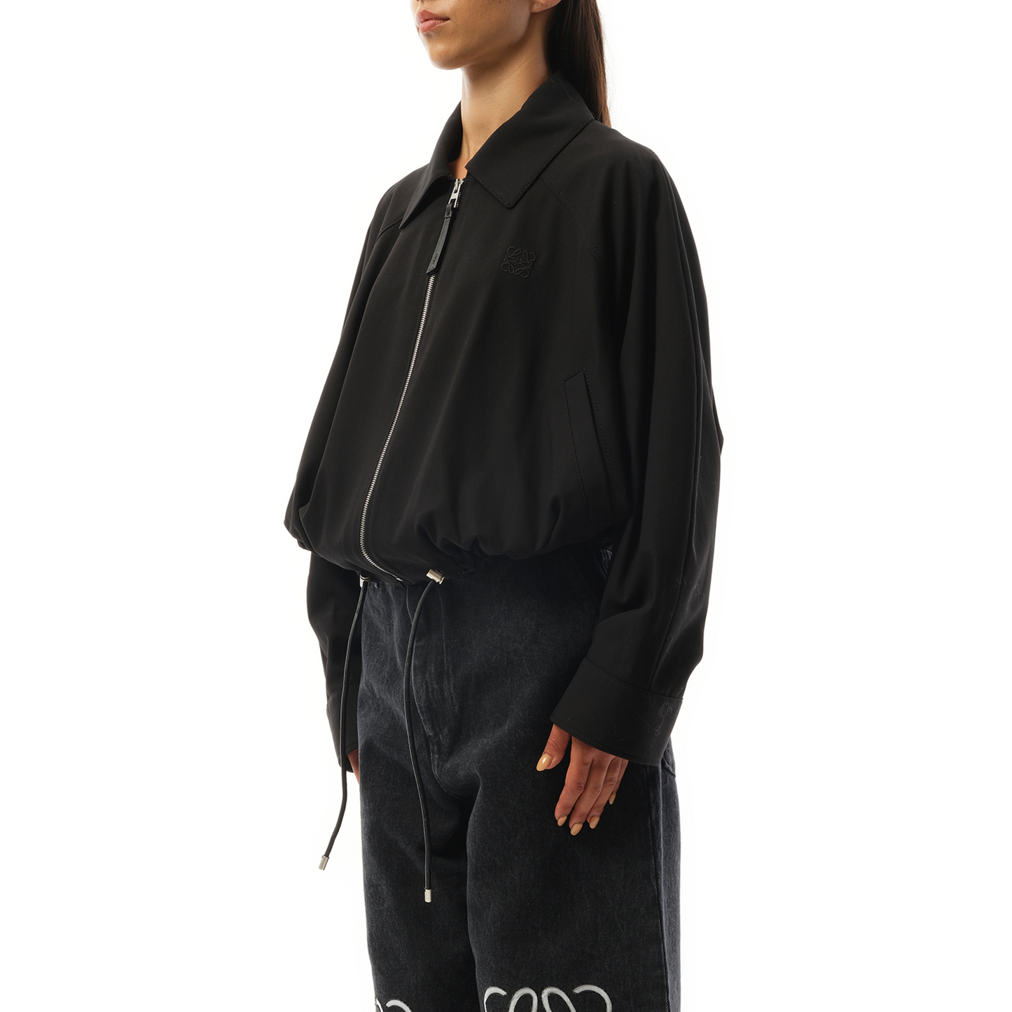 Relaxed Fit Balloon Jacket in Black