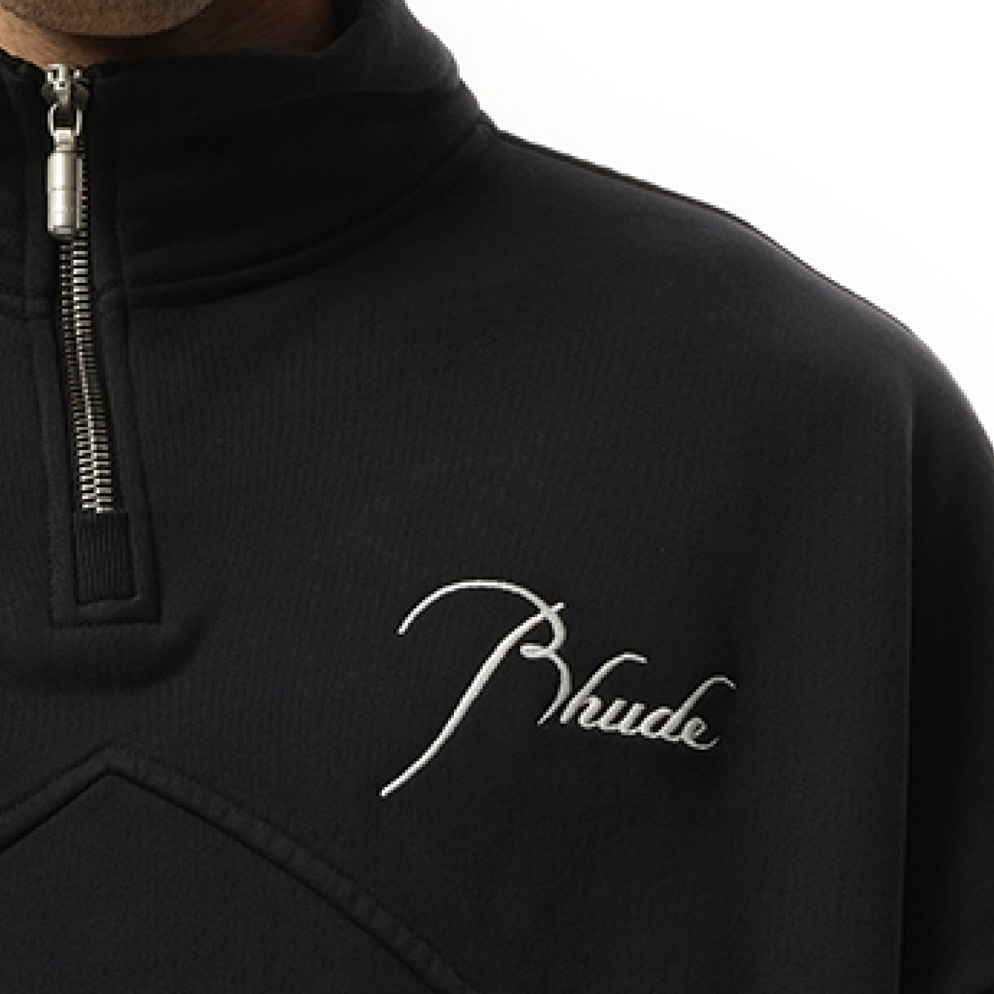 Rhude Quarter Zip Sweatshirt in Vintage Black