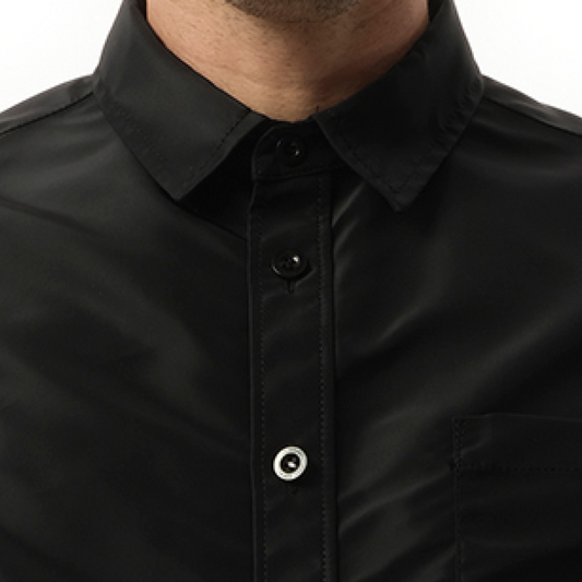 Nylon Twill Short-sleeve Shirt in Black