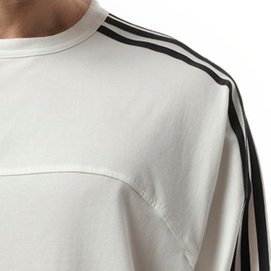 3 Stripe Long Sleeve T-Shirt in White