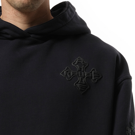 Rhude Cross Logo Hoodie in Vintage Black