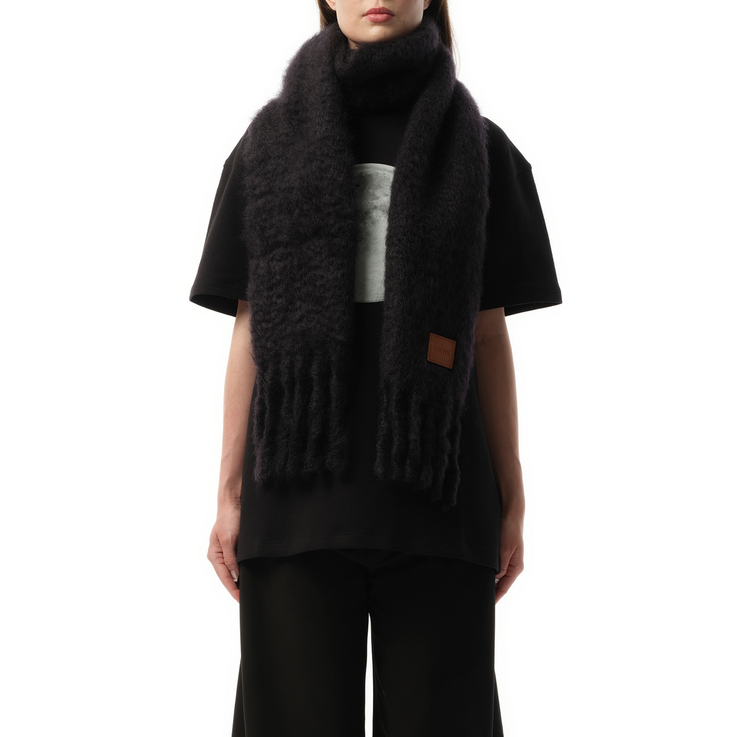 Mohair Blend Scarf in Black