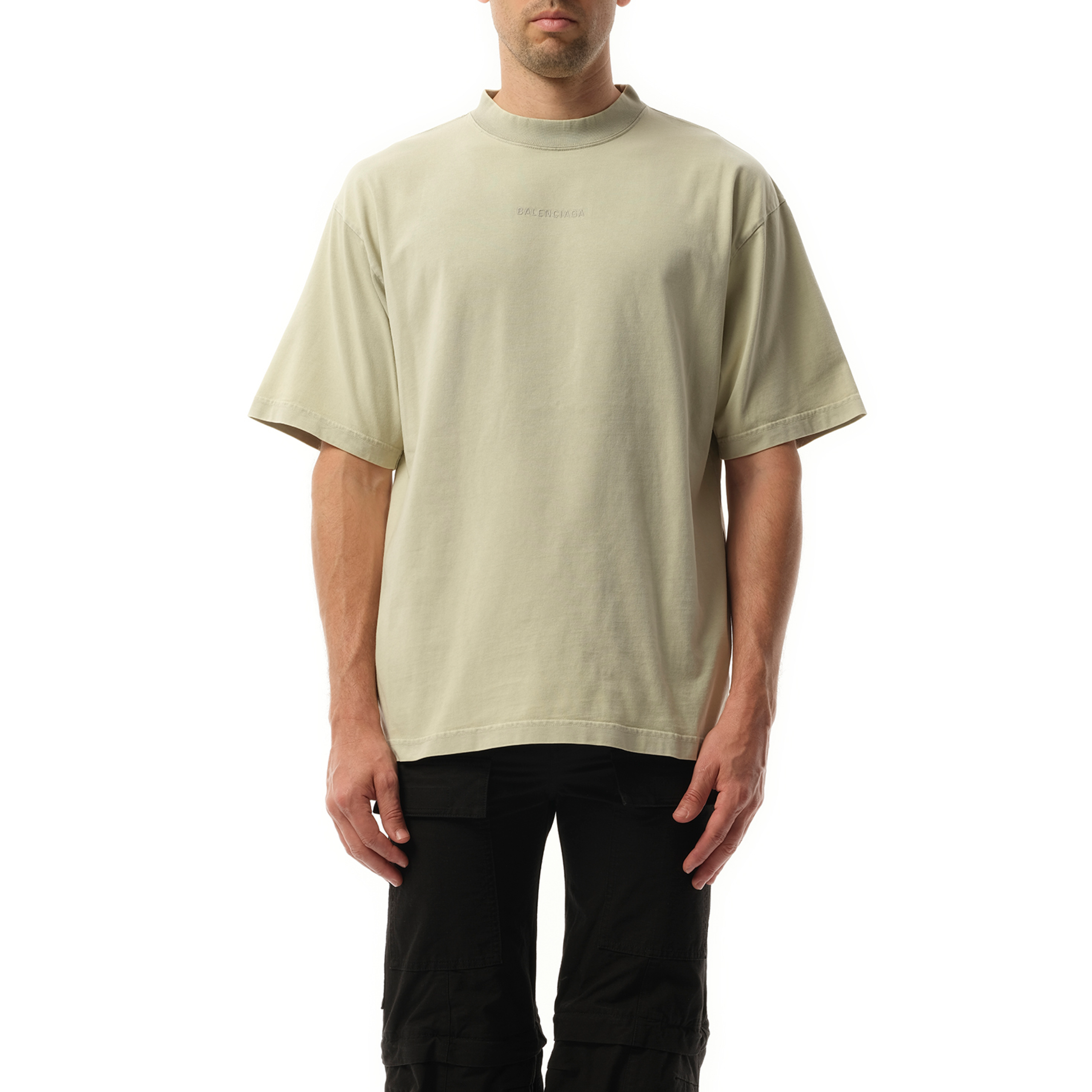 Back Embroidered Medium Fit T-Shirt in Cement Grey